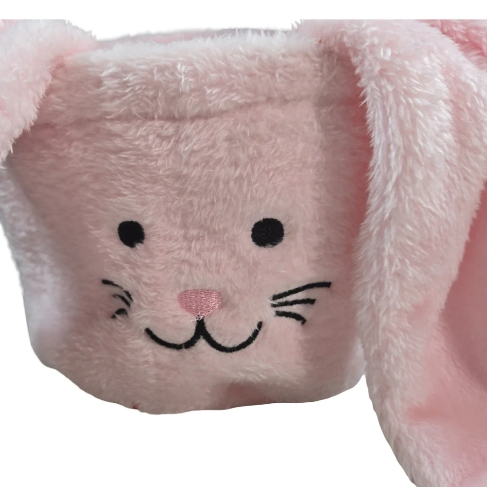 Pink Plush Lop Ear Bunny Basket